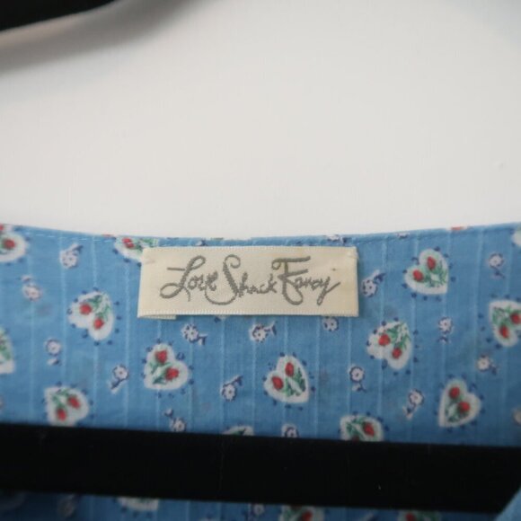 LoveShackFancy Floral Peasant Midi Dress Blue Short Sleeve Size 2 - Picture 5 of 8